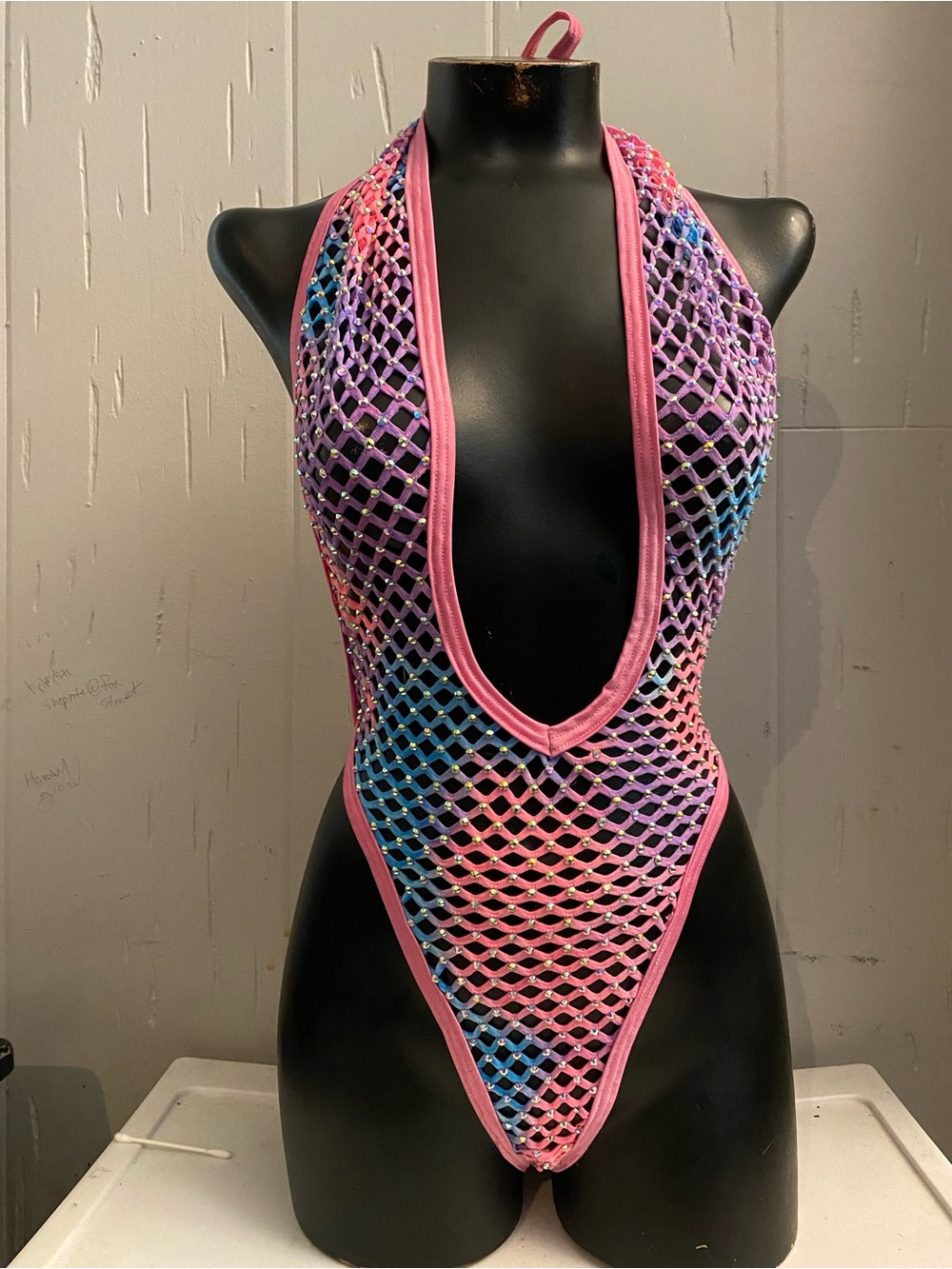 Pink/Multicolor Exotic Dancewear 1pc.